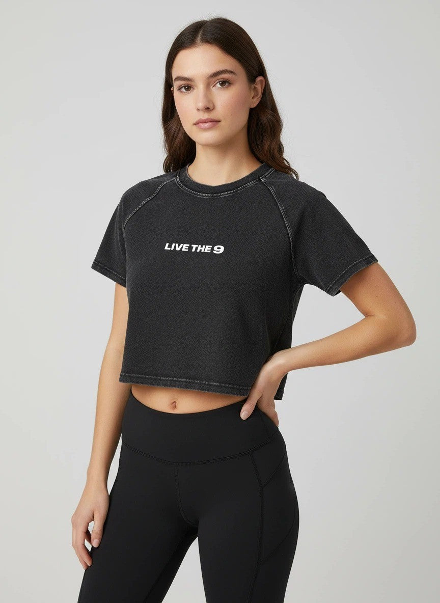 Women's Mineral Wash Raglan Crop T-Shirt