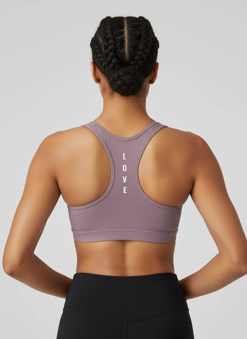Women's Cropped Sports Bra (Love)