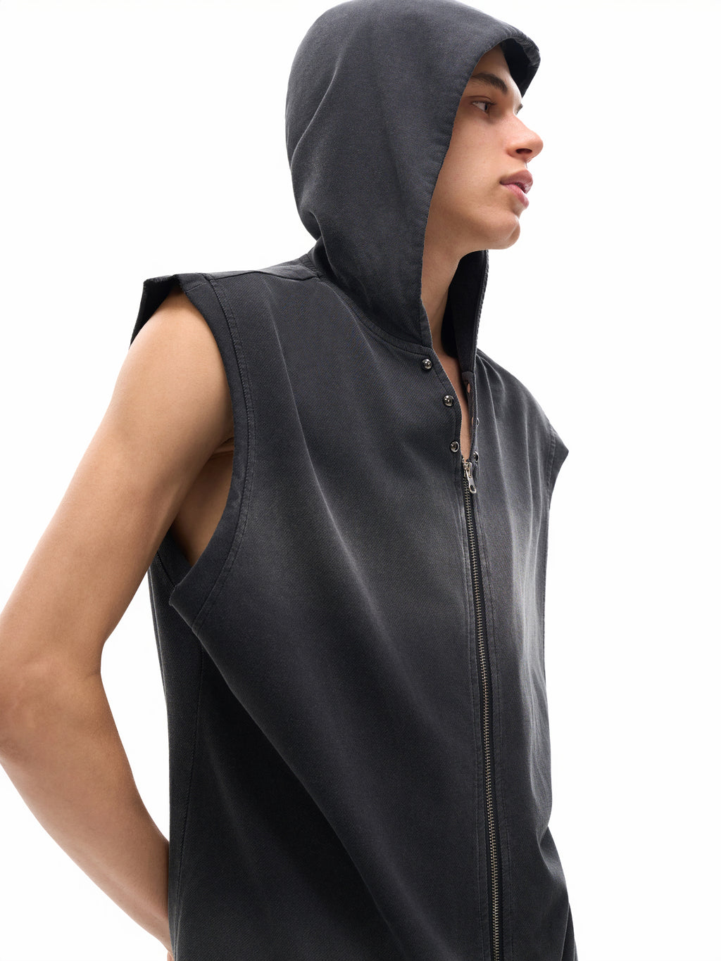 Zip-Up Hooded Tank Top Vintage