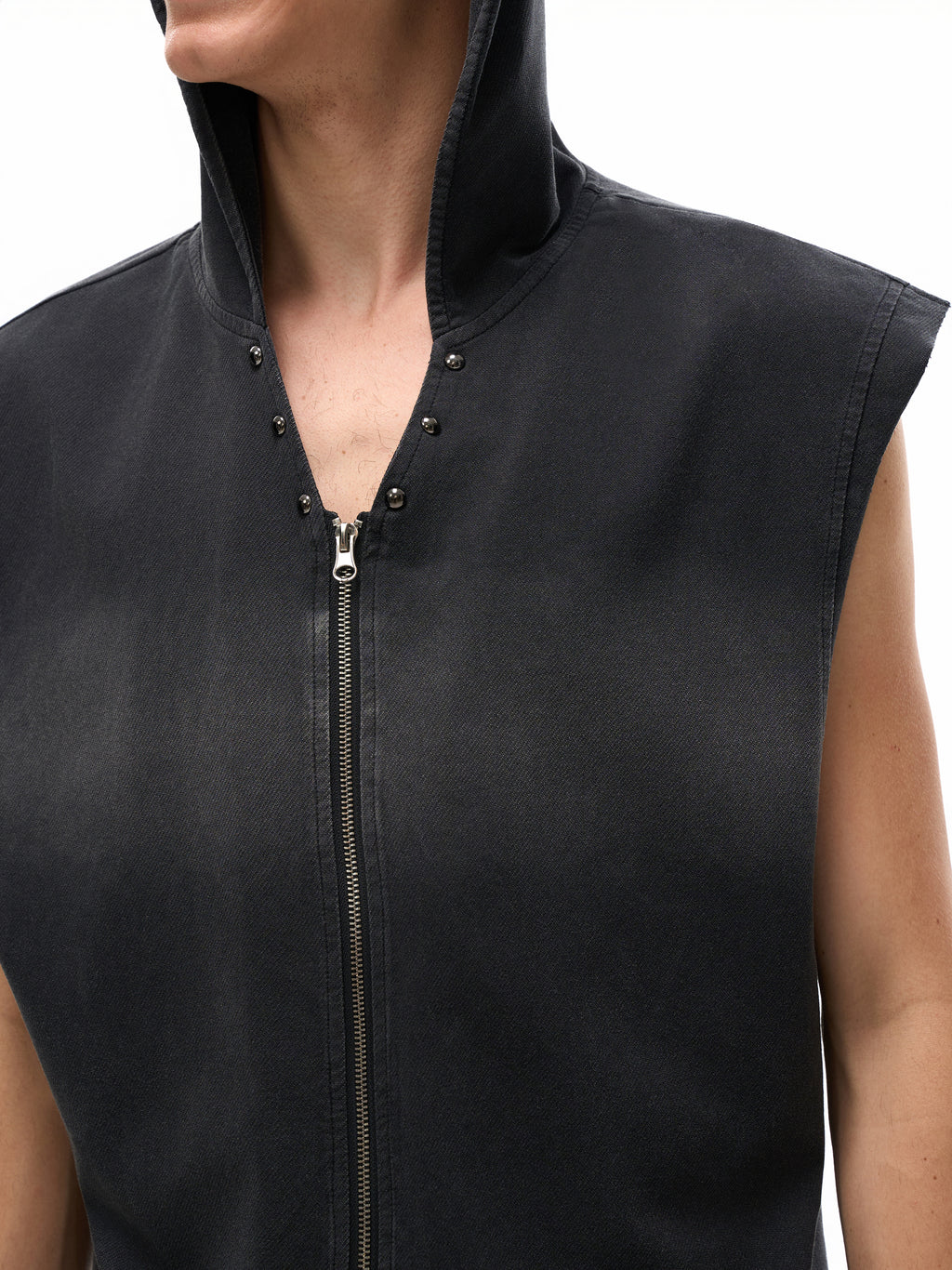 Zip-Up Hooded Tank Top Vintage